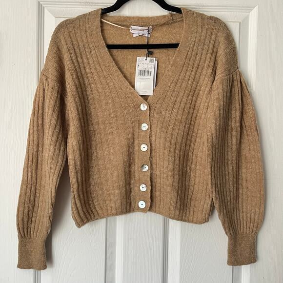 MNG by Mango Women's Tan wool blend Cardigan Sweater - Picture 1 of 9